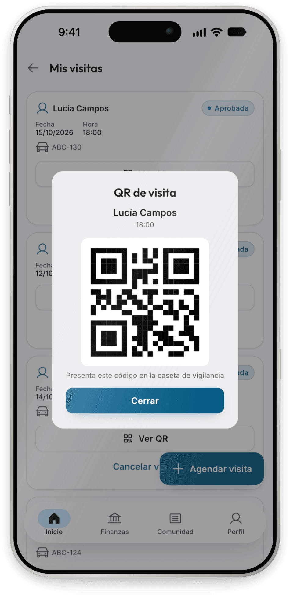 Visitas con código QR: Tus invitados entran sin llamadas.